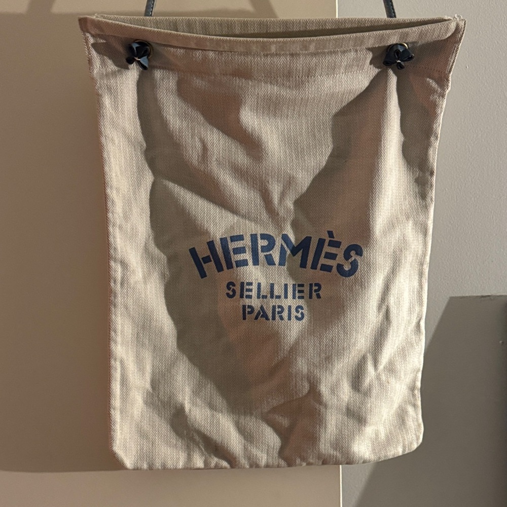 Hermes Beige and Blue Tote Bag